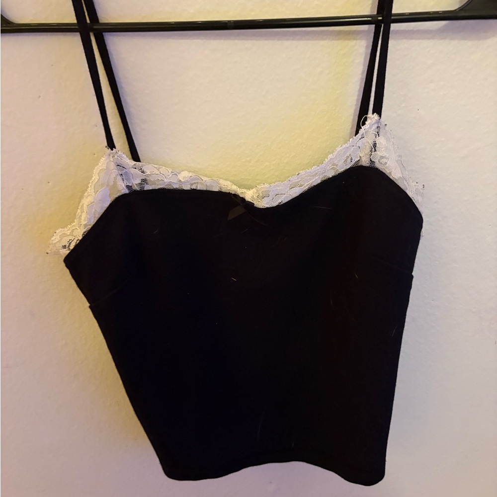 Chic Black Lace Accent Tank Top